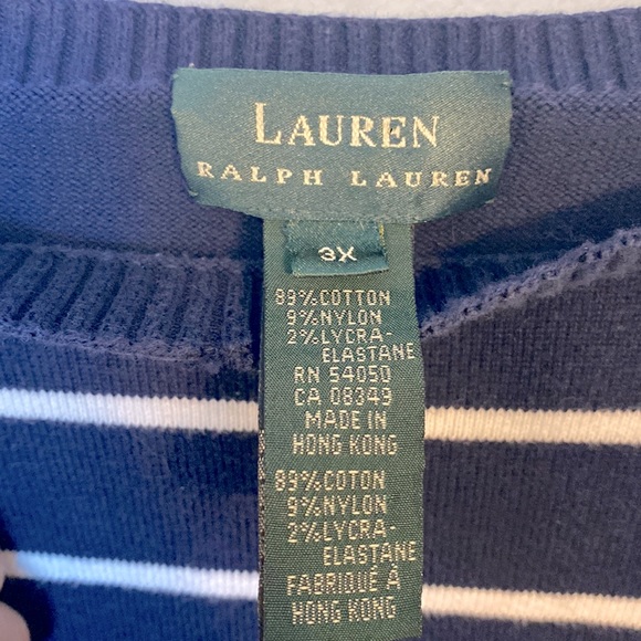 Lauren Ralph Lauren Womens Size 3X Plus Size Pullover Sweater Striped Navy White - Picture 2 of 11